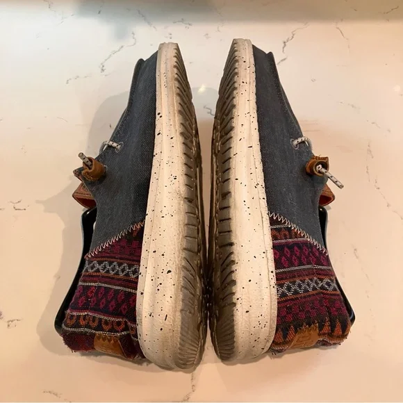 Hey Dude Shoes Wendy Funk Baja Navy Blue Denim Loafer Women's Size 7 - Picture 6 of 9